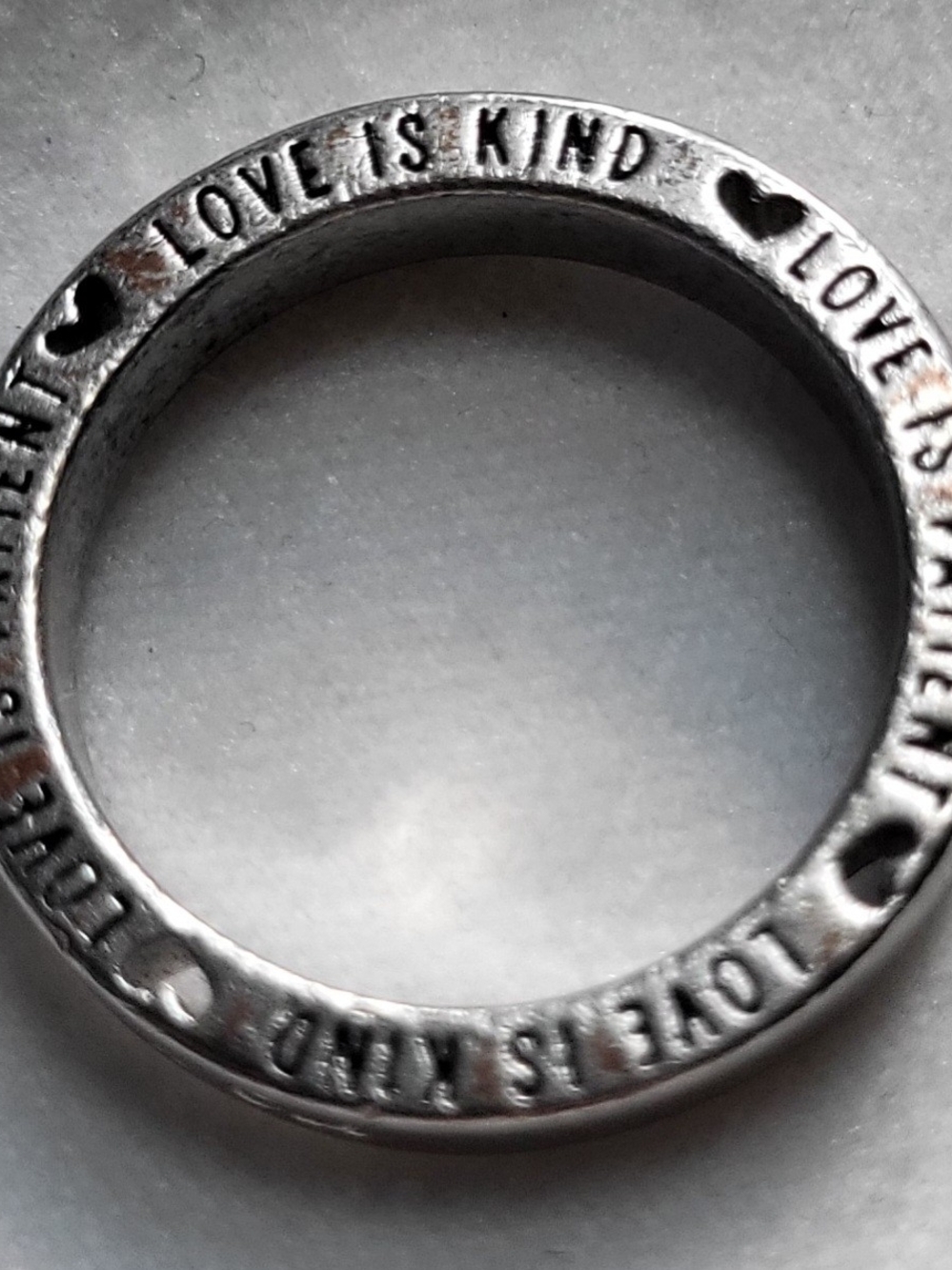 Sterling Silver 'Love Is Kind' Inspirational Ring - Silver